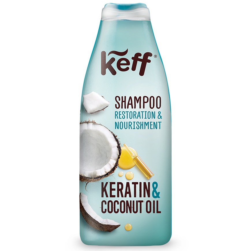Sampon pentru repararea si hranirea parului Keratin & Coconut Oil, 500 ml, Keff