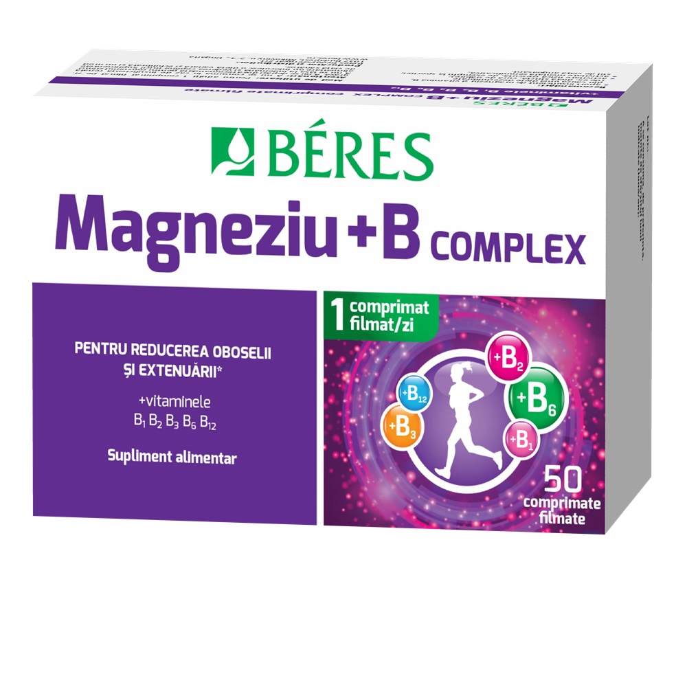 Magneziu + B complex, 50 comprimate filmate, Beres Pharmaceuticals Co
