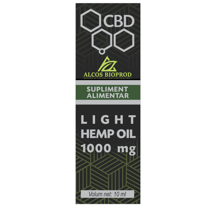 Ulei de canepa CBD Light, 1000 mg, 10 ml, Alcos Bioprod