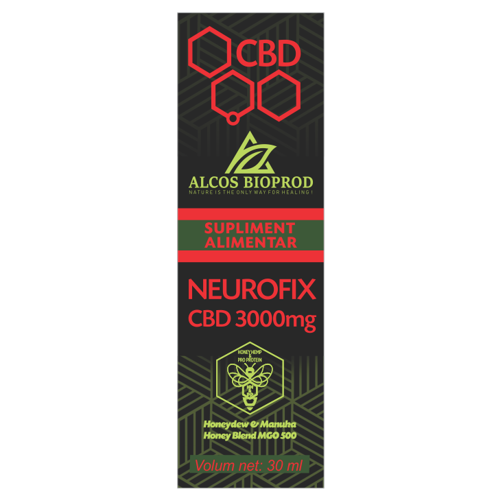 Ulei de canepa CBD Neurofix, 3000 mg, 30 ml, Alcos Bioprod