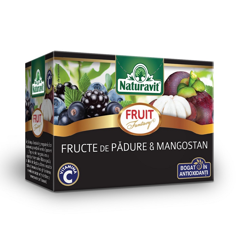 Ceai cu fructe de padure si mangosan, 15 plicuri, Naturavit