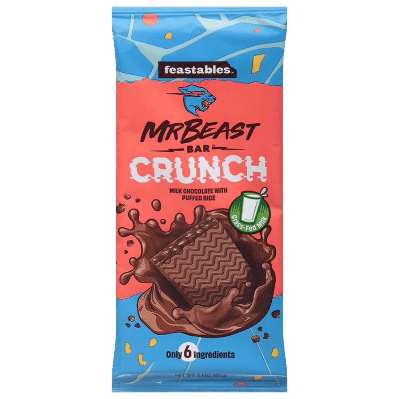 Ciocolata cu lapte si orez expandat Crunch Mr Beast, 60 g, Feastables
