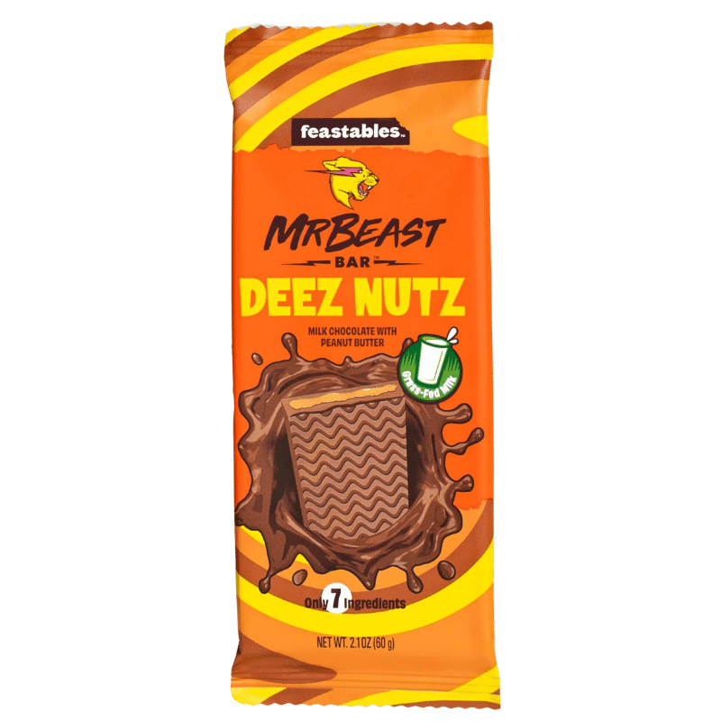 Ciocolata cu unt de arahide Deez Nuts Mr Beast, 60 g, Feastables