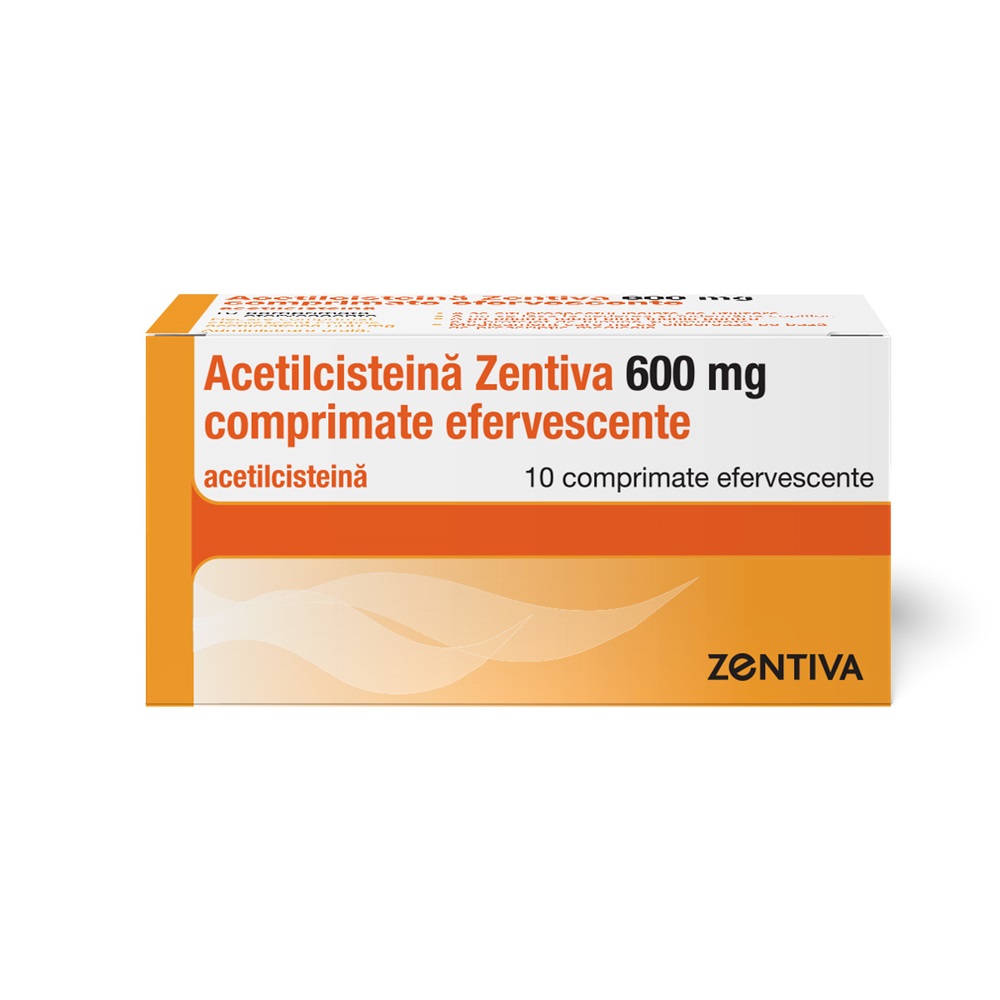Acetilcisteina Zentiva, 600 mg, 10 comprimate efervescente, Zentiva