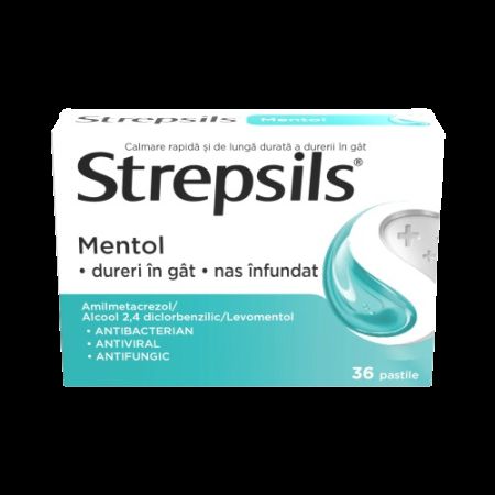 Strepsils Mentol, 36 pastile, Reckitt Benckiser Healthcare : Farmacia ...