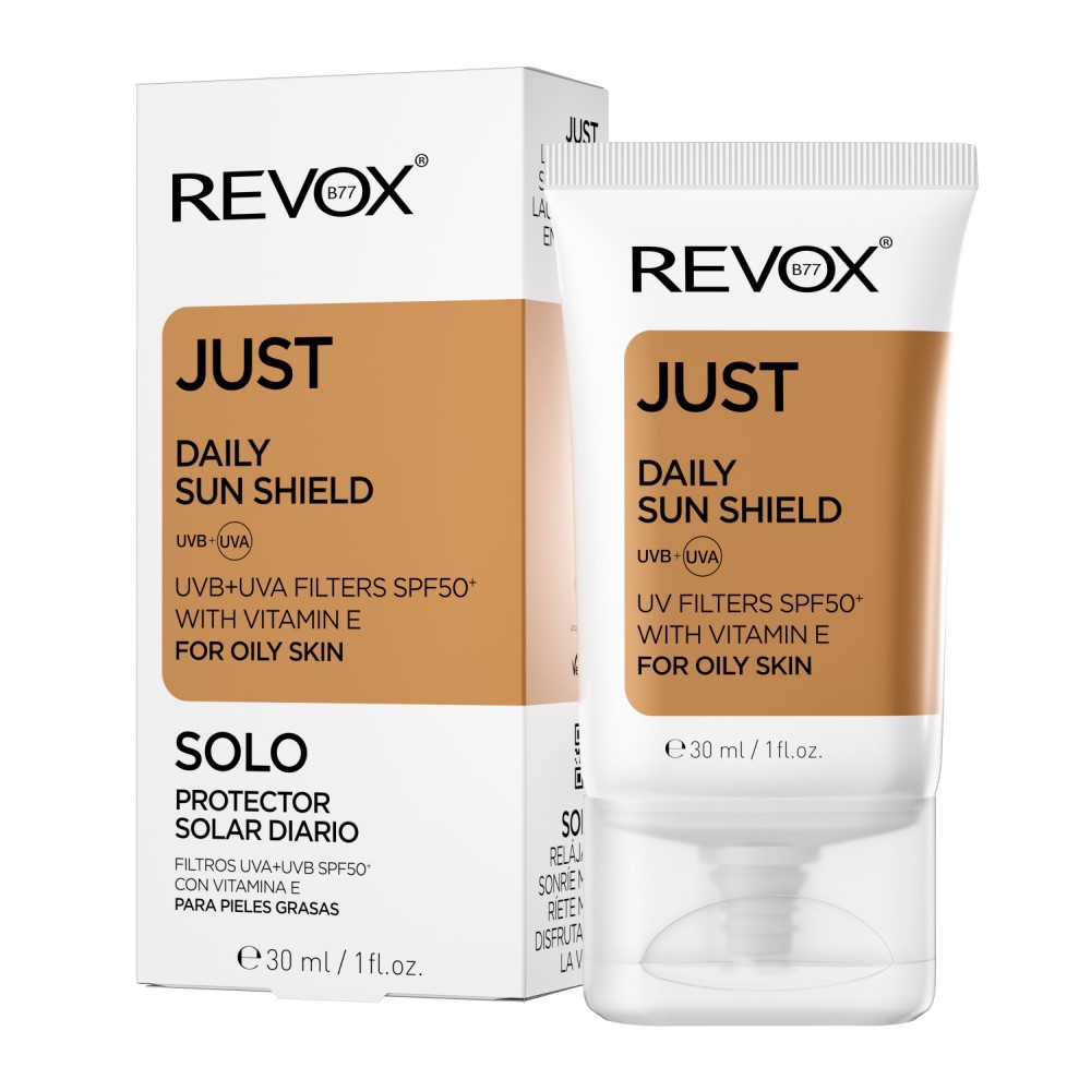 Crema cu protectie solara pentru ten gras SPF 50+ Daily Sun Shield Just, 30 ml, Revox