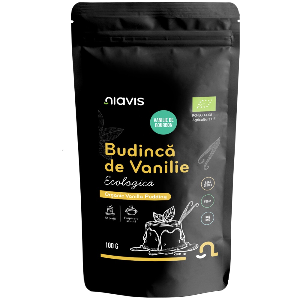 Budinca de vanilie Bio fara gluten, 100 g, Niavis