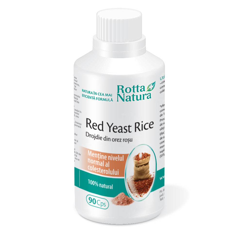 Drojdie din orez rosu Red Yeast Rice, 635 mg, 90 capsule, Rotta Natura
