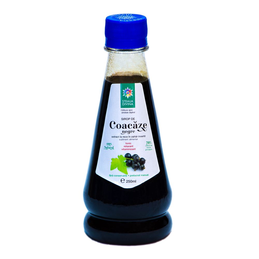 Sirop de coacaze negre indulcite, 250 ml, Steaua Divina