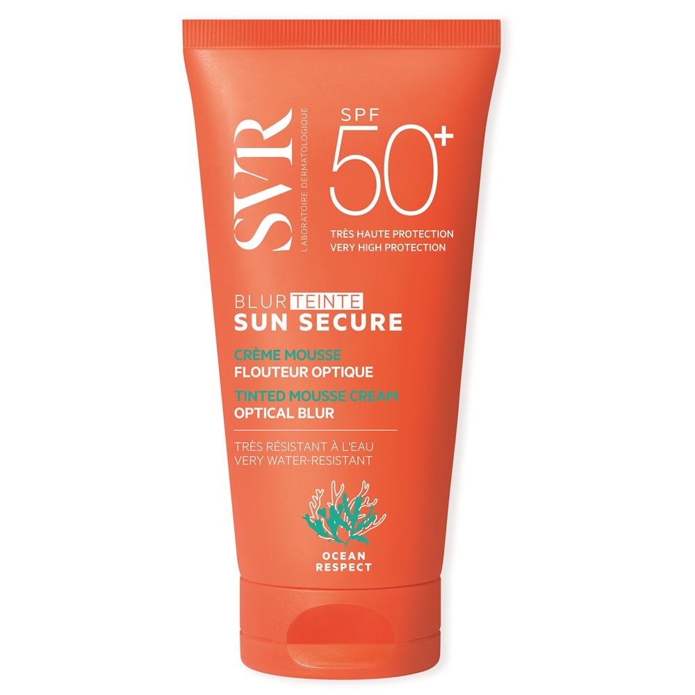 Crema spuma nuantatoare pentru protecție solara cu SPF 50+ Nuanta Beige Rose Sun Secure Blur Hale, 50 ml, Svr