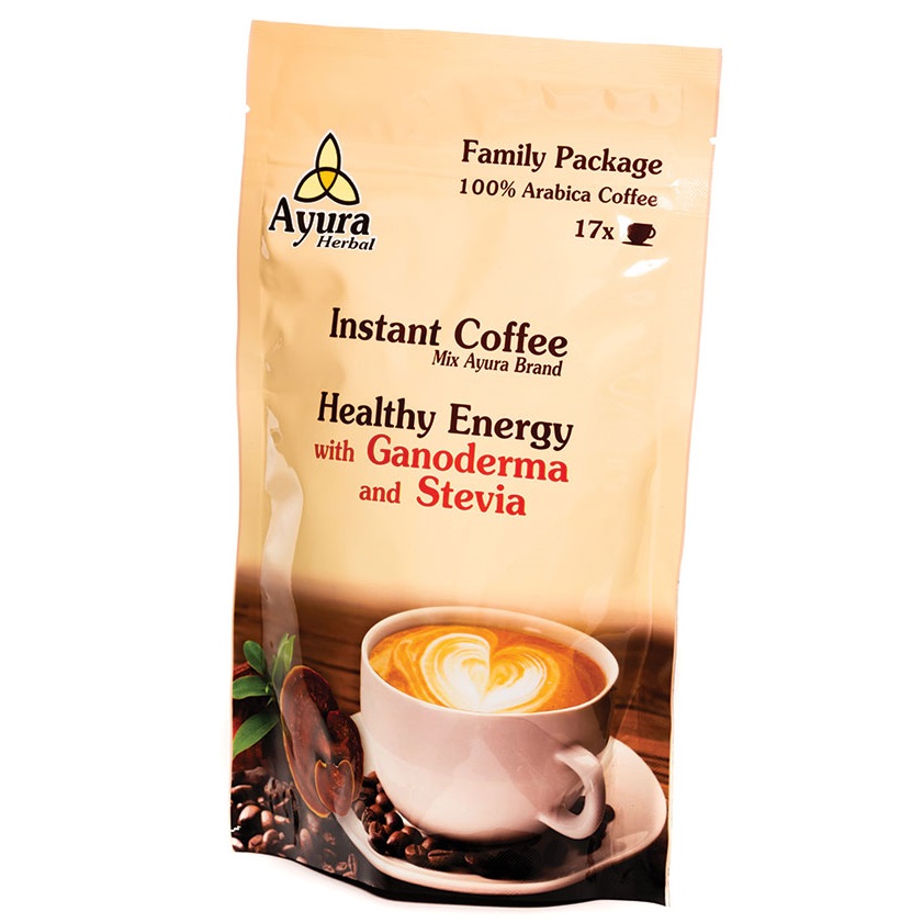 Cafea cu ganoderma si stevie Instant Coffee Mix Family, 250 g, Ayura Herbal