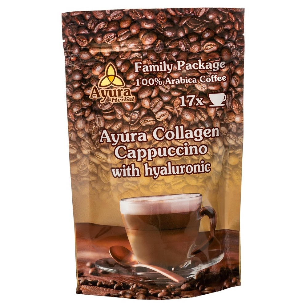 Cafea cu colagen si acid hialuroinic Instant Coffee Mix Family, 250 g, Ayura Herbal