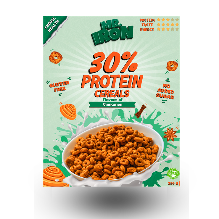 Cereale proteice cu scortisoara, vegane, fara zahar si fara gluten, 250 g, Mister Iron