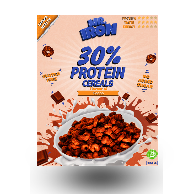 Cereale proteice cu ciocolata, vegane, fara zahar si fara gluten, 250 g, Mister Iron