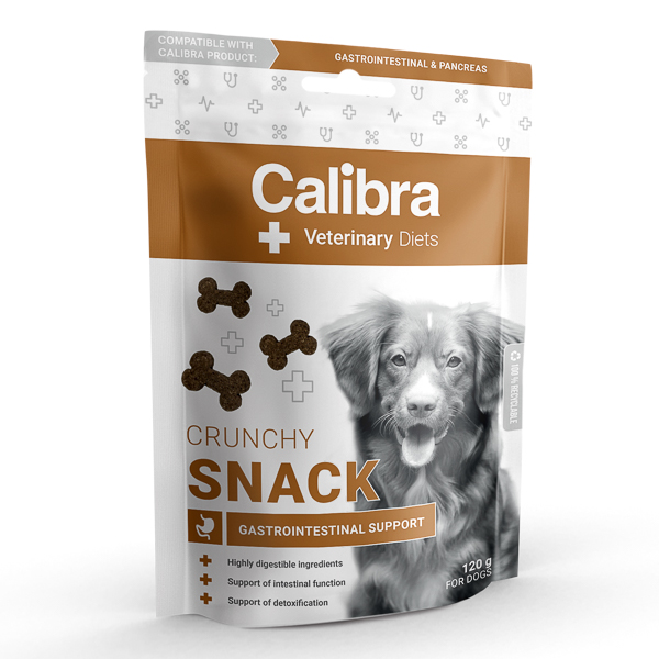 Recompense pentru caini Calibra VD Gastrointestinal Crunchy Snack, 120 g, Calibra