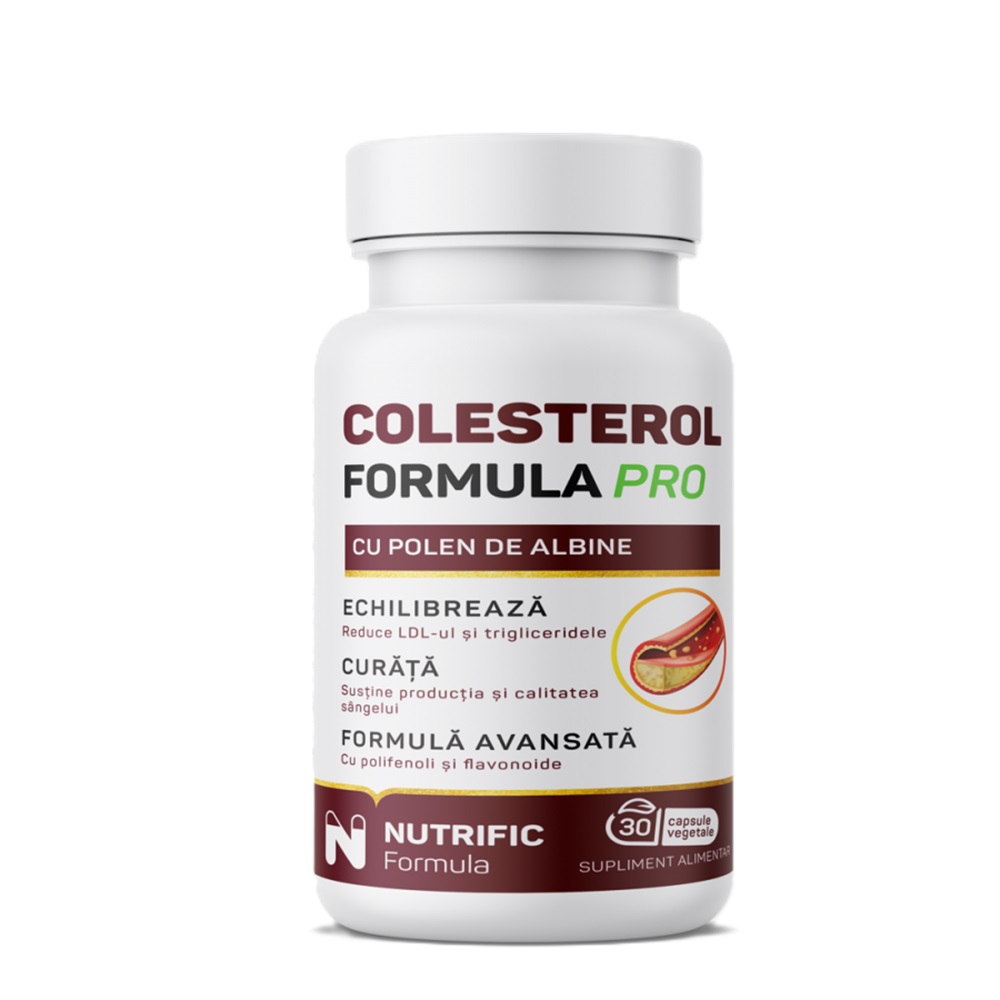 Colesterol Formula Pro (cu monacolina K si polen), 30 capsule vegetale, Nutrific