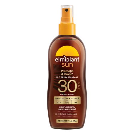 Ulei spray pentru bronzare accelerata cu ulei de macadamia Omega Protect SFP 30 Sun, 150 ml, Elmiplant