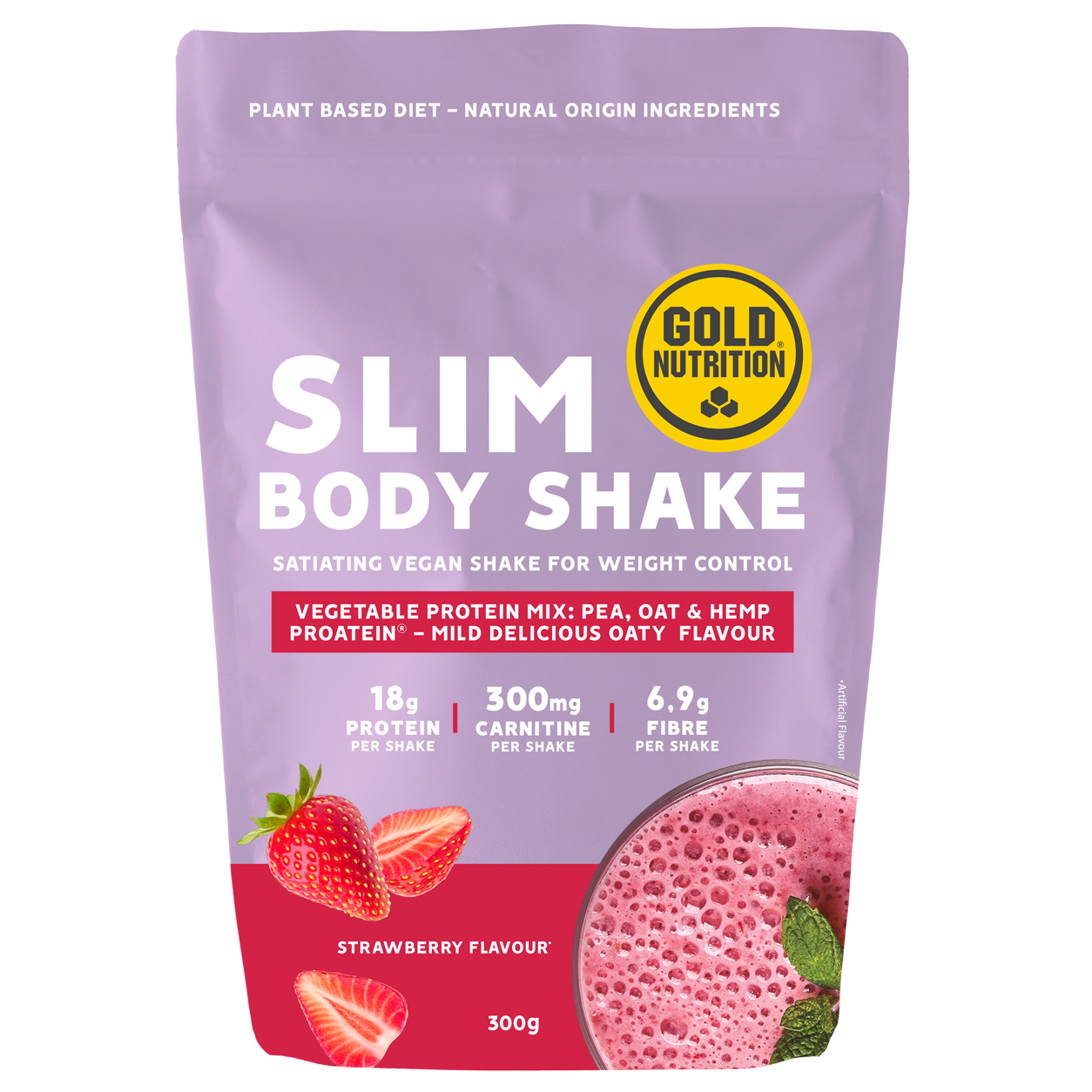 Shake cu aroma de capsuni Slim Body, 300 g, Gold Nutrition