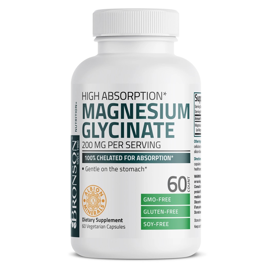 Magneziu Glycinat, 200 mg, 60 capsule, Bronson Laboratories