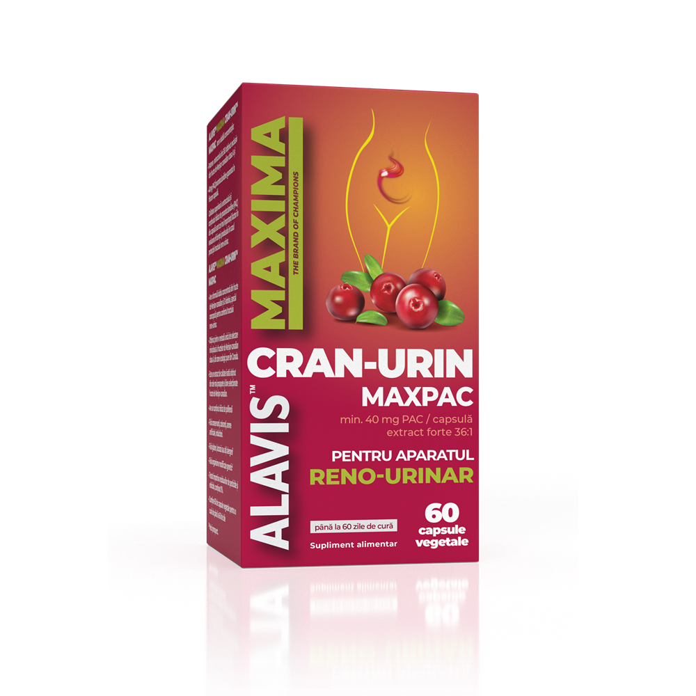 Supliment pentru protectia, confortul si functionarea normala a aparatului reno-urinar Cran-Urin Maxpac, 60 capsule vegetale, Alavis Maxima