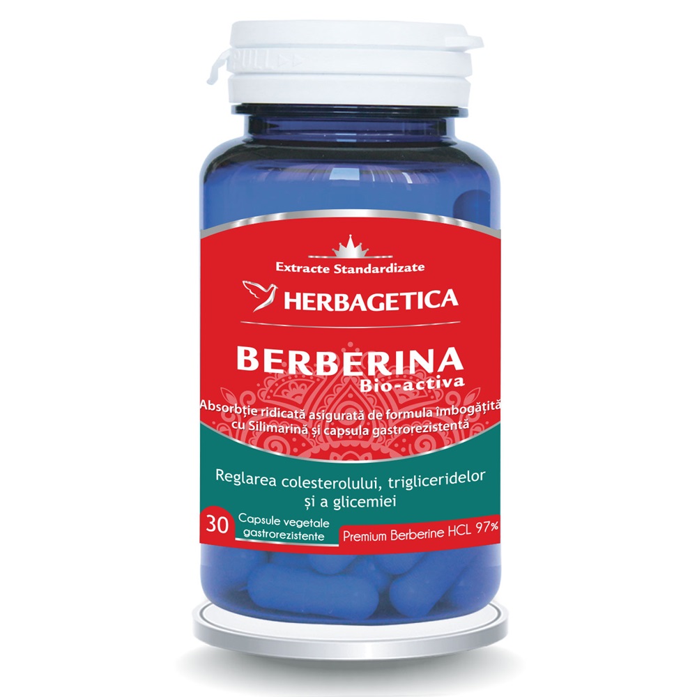 Berberina bio-activa, 30 capsule, Herbagetica