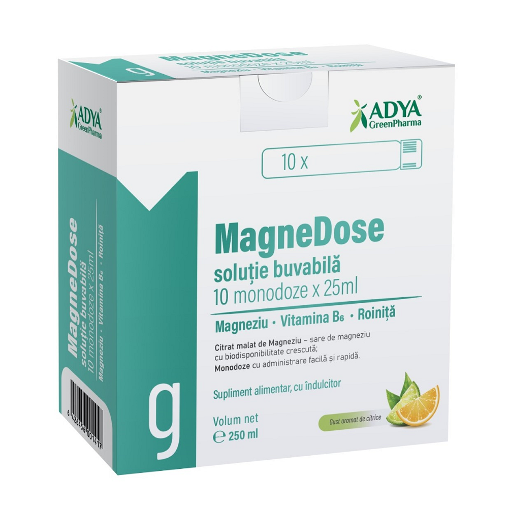 Solutie buvabila Magnedose, 10 monodoze x 25 ml, Adya Green Pharma