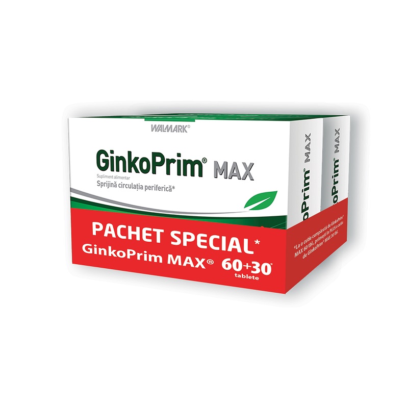 Pachet GinkoPrim Max, 60 + 30 tablete, Walmark