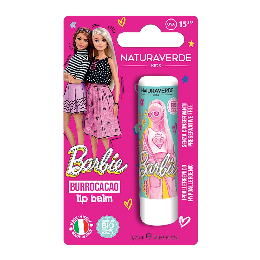 Balsam de buze cu SPF15 Barbie, 5.7 ml, Naturaverde kids