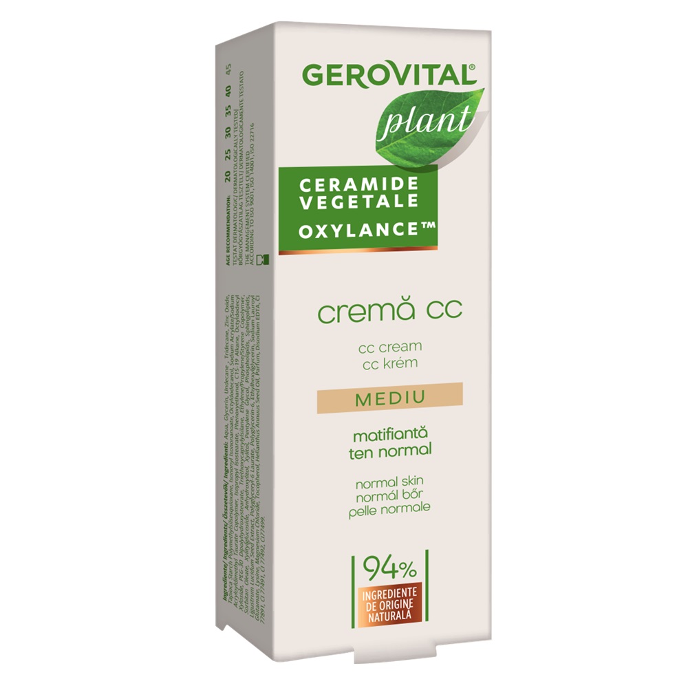 Crema CC nuanta mediu Plant, 30 ml, Gerovital