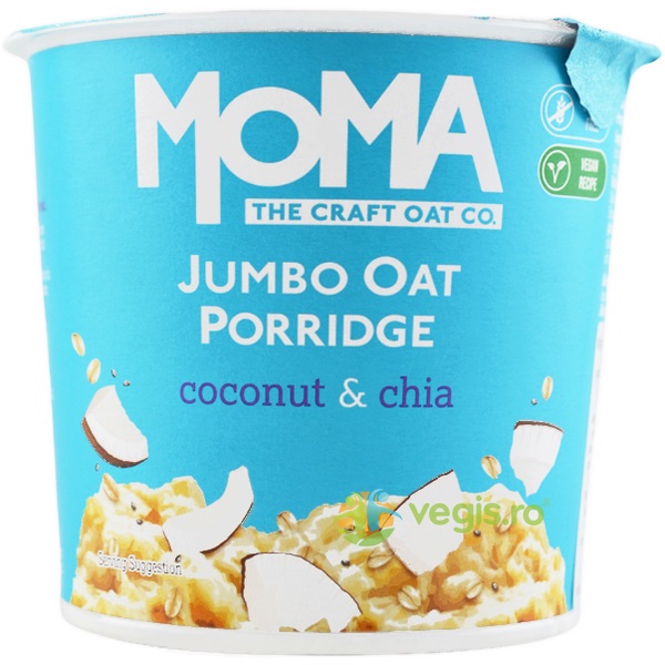 Porridge fara gluten cu cocos si chia, 55 g, Moma