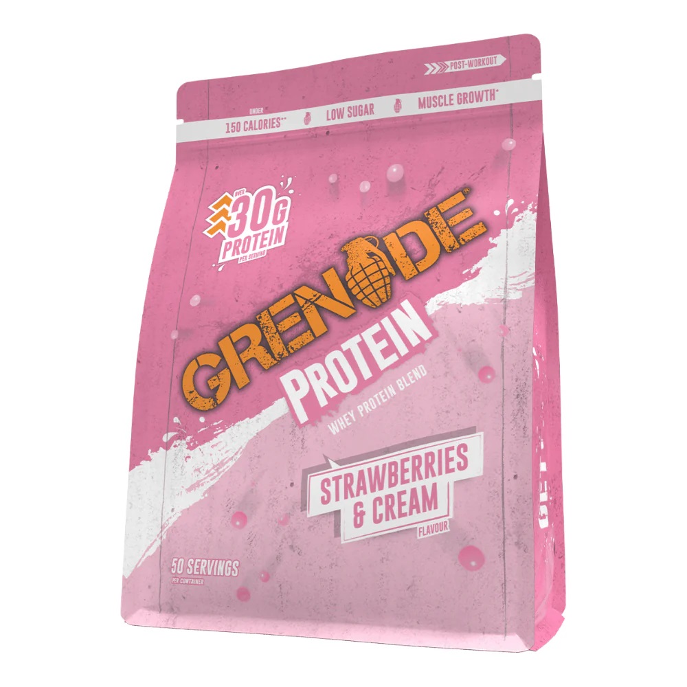 Proteine din zer Powder Strawberries and Cream, 2 kg, Grenade