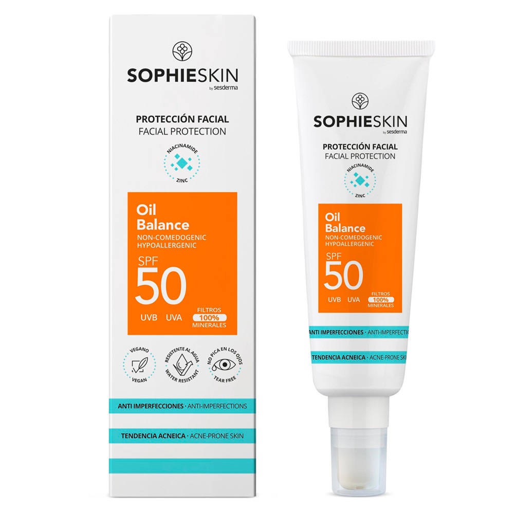 Crema pentru ten gras cu protectie solara SPF 50 Oil Balance Facial Protection, 50 ml, Sophieskin