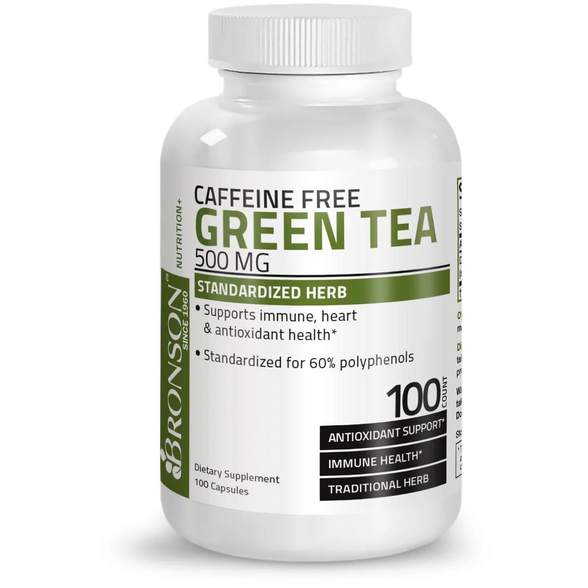 Extract de ceai verde fara cofeina, 500 mg, 100 capsule, Bronson Laboratories