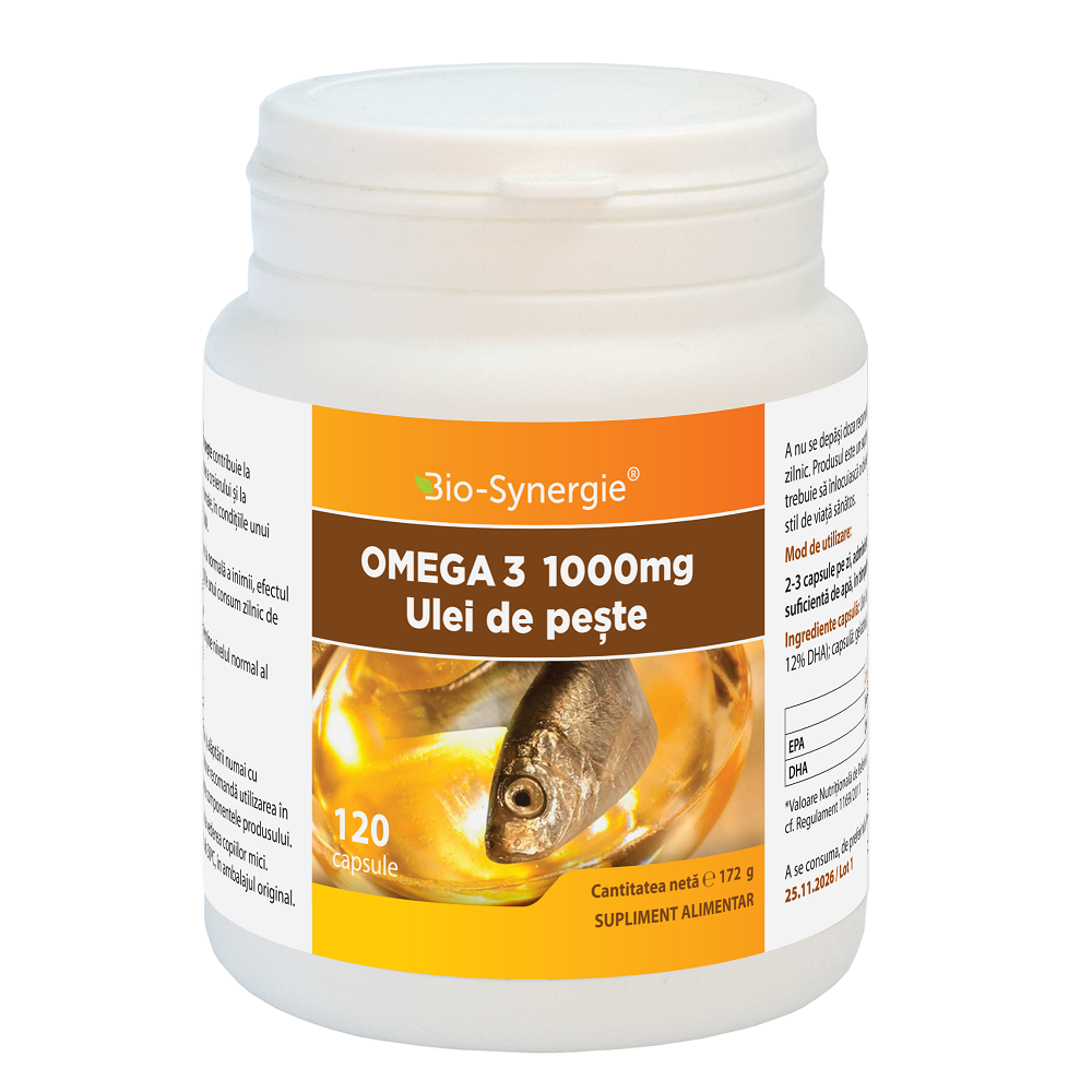 Ulei de peste Omega 3, 1000 mg, 120 capsule, Bio Synergie