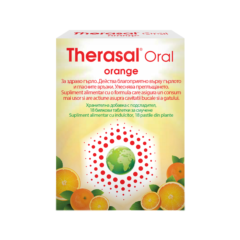 Pastile pentru supt din plante cu aroma de portocale Therasal Oral Orange, 18 pastile, Vedra