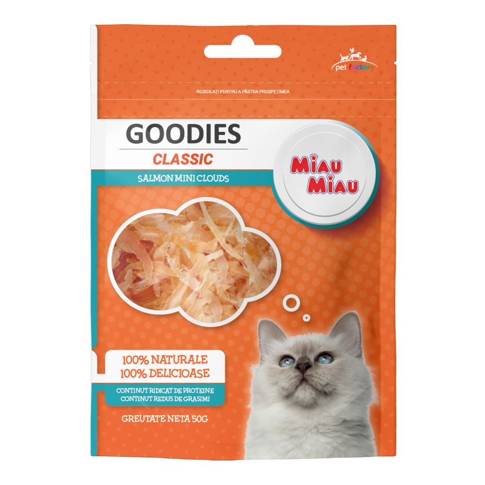 Recompense cu somon pentru pisici Miau Miau Classic Salmon Mini Cloud, 50 g, Goodies
