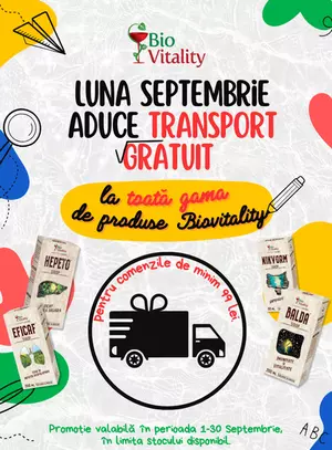 Bio Vitality Transport Gratuit Septembrie