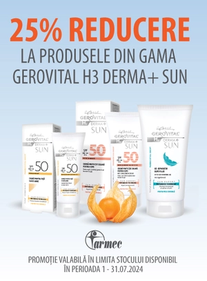 Gerovital Derma+ Sun 25% Reducere Iulie - Septembrie 