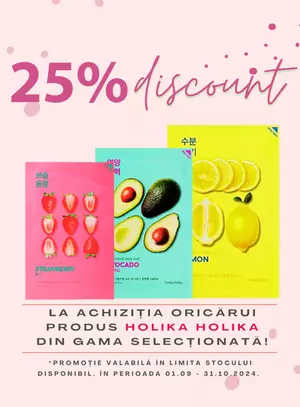 Holika 25% Reducere Septembrie-Octombrie