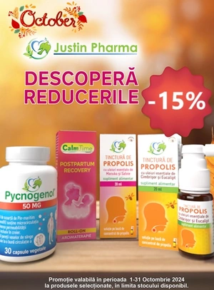 Justin Pharma 15% Reducere Octombrie