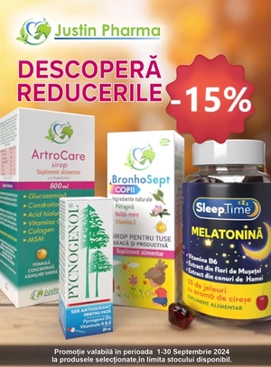 Justin Pharma 15% Reducere Septembrie