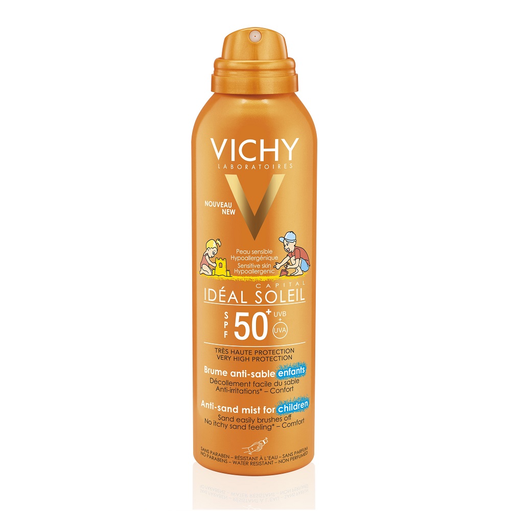 Spray cu protectie solara pentru copii Tehnologie Anti-Sand SPF 50+ Ideal Soleil, 200 ml, Vichy