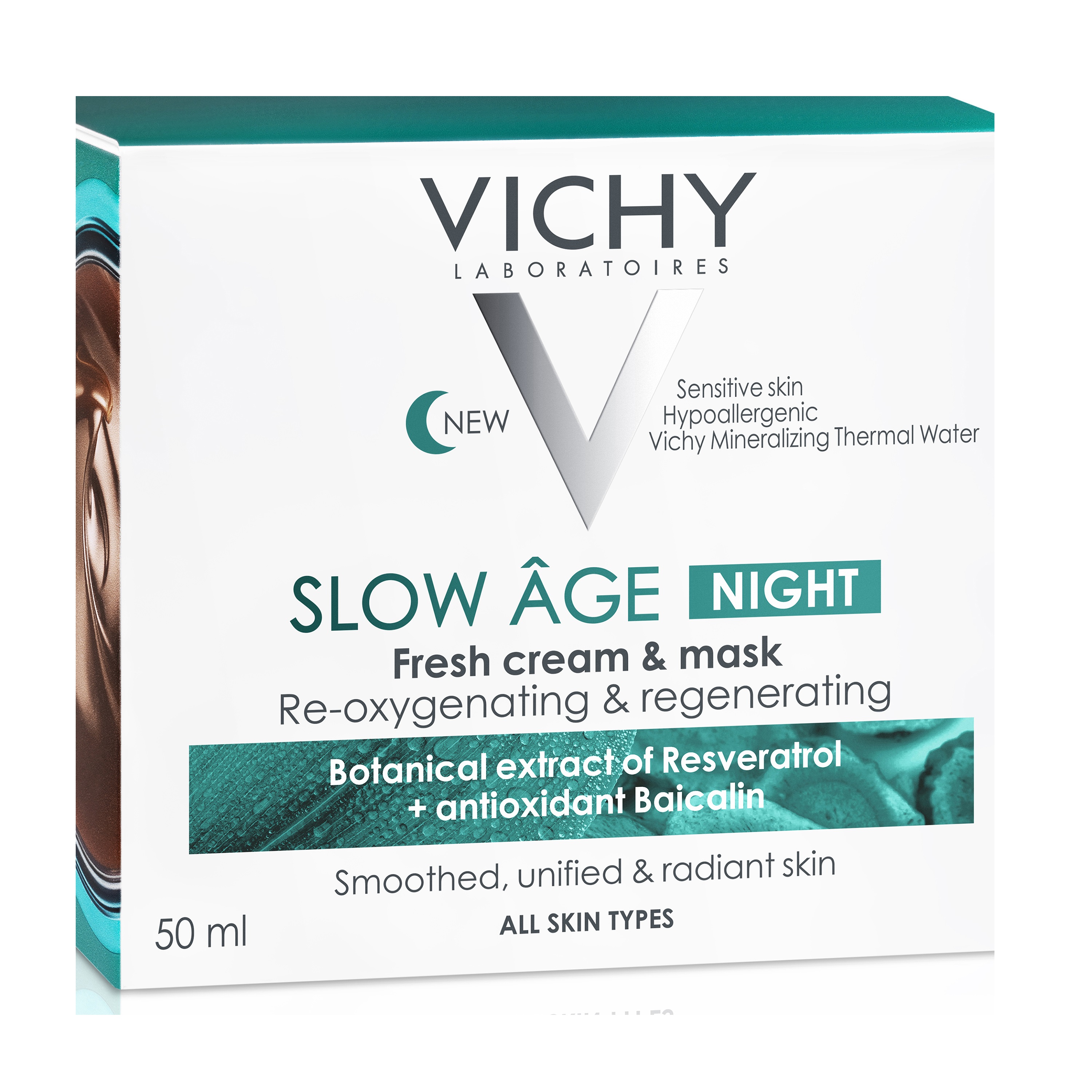 Crema de noapte de fata cu efect racoritor pentru toate tipurile de ten Slow Age, Vichy