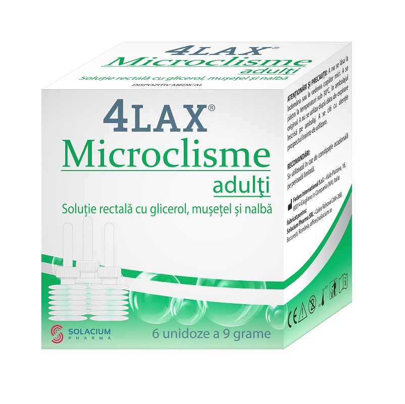 Microclisme adulti 4Lax, 6 unidoze x 9 g, Solacium Pharma
