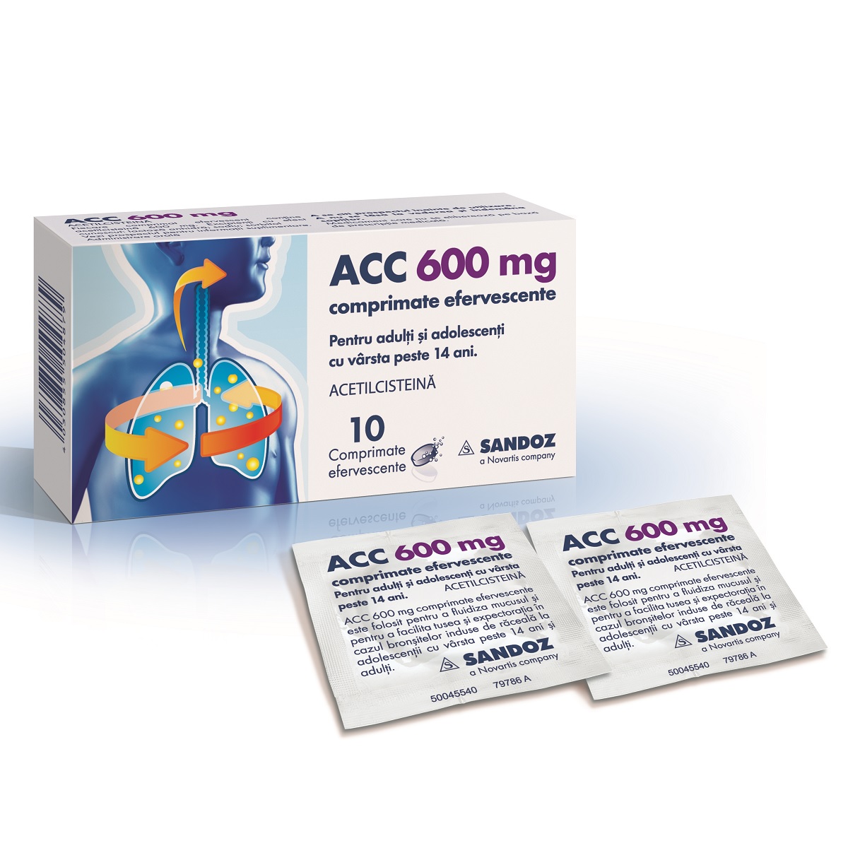 ACC 600 mg, 10 comprimate efervescente, Sandoz