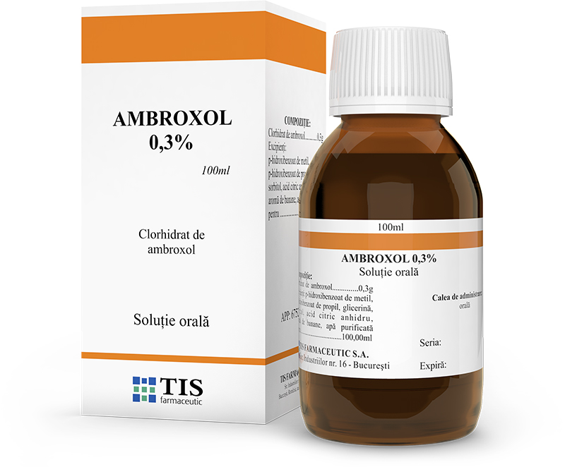 Ambroxol solutie orala 0.3%, 100 ml, Tis Farmaceutic, 0,3% soluţie orală, 100 ml, Tis Farmaceutic