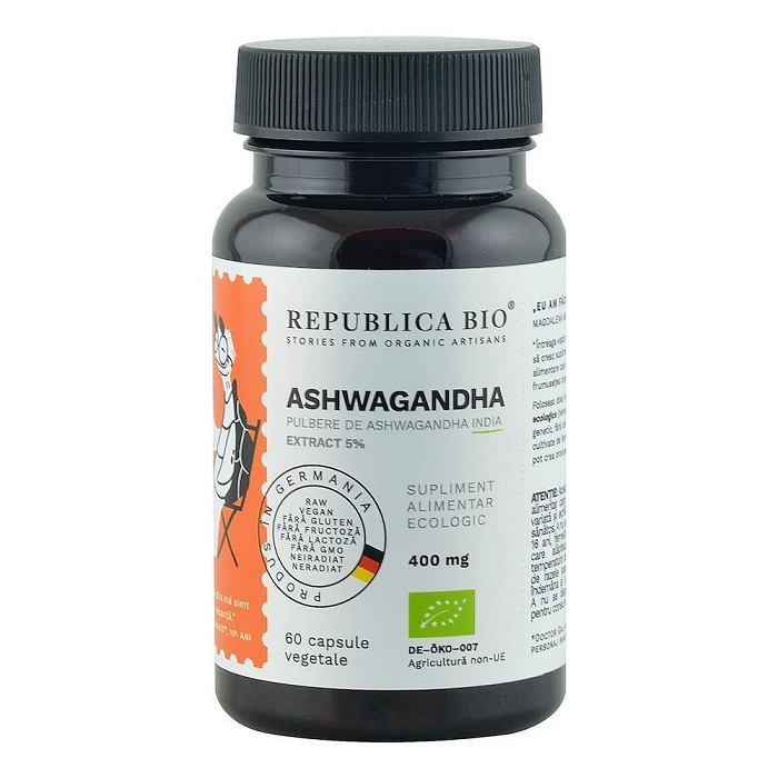 Ashwagandha 400 mg, 60 capsule, Republica Bio