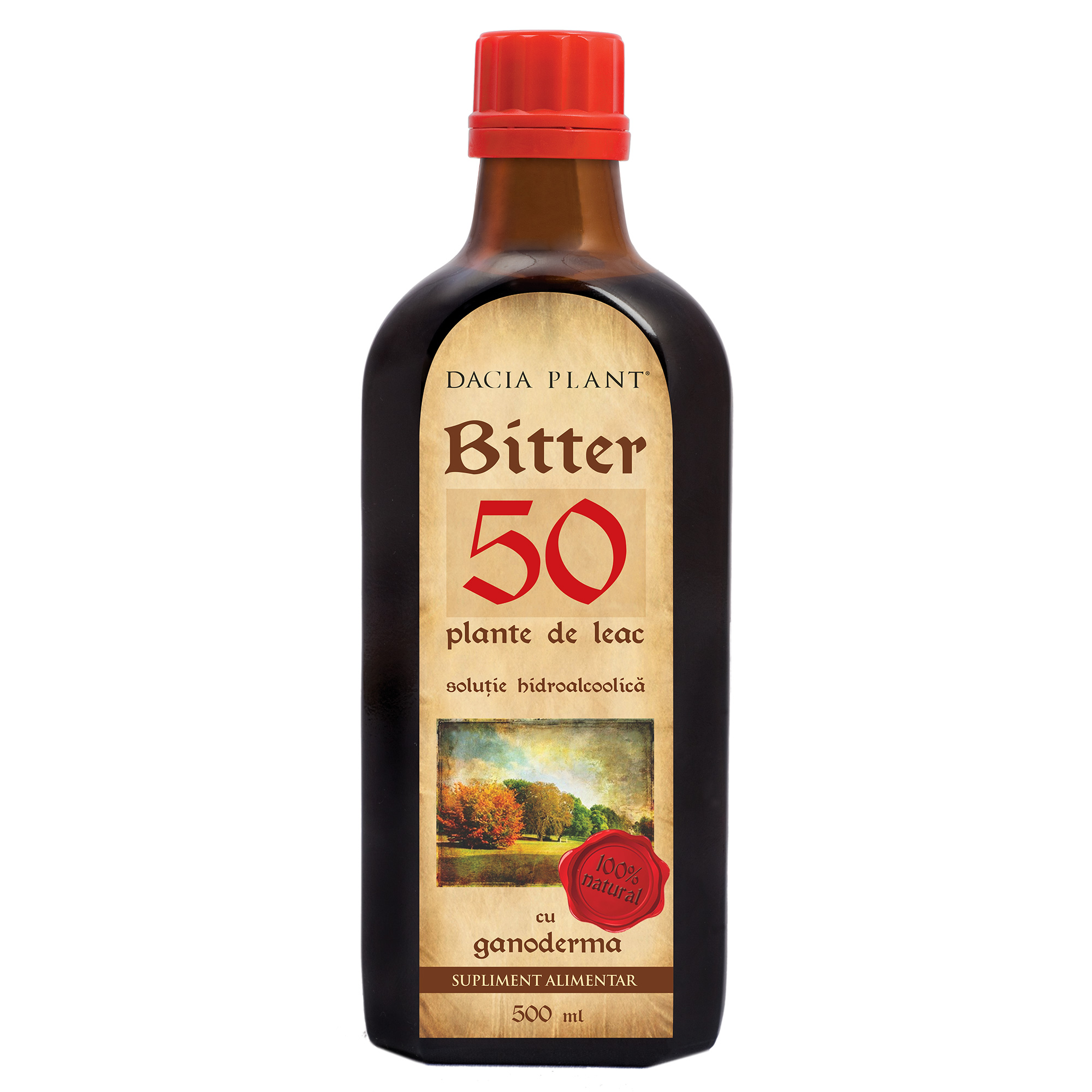 Bitter din 50 de plante cu Ganoderma, 500 ml, Dacia Plant