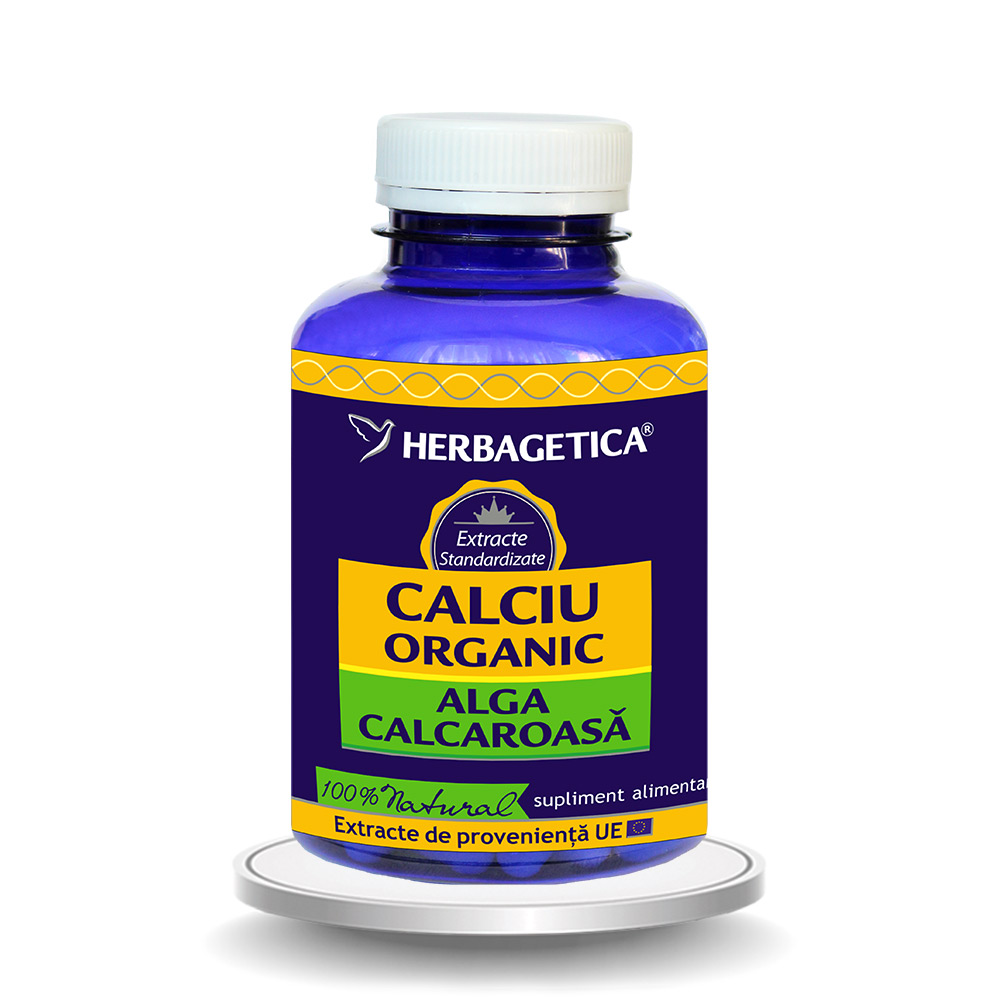 Calciu Organic cu alga calcaroasa, 120 capsule, Herbagetica