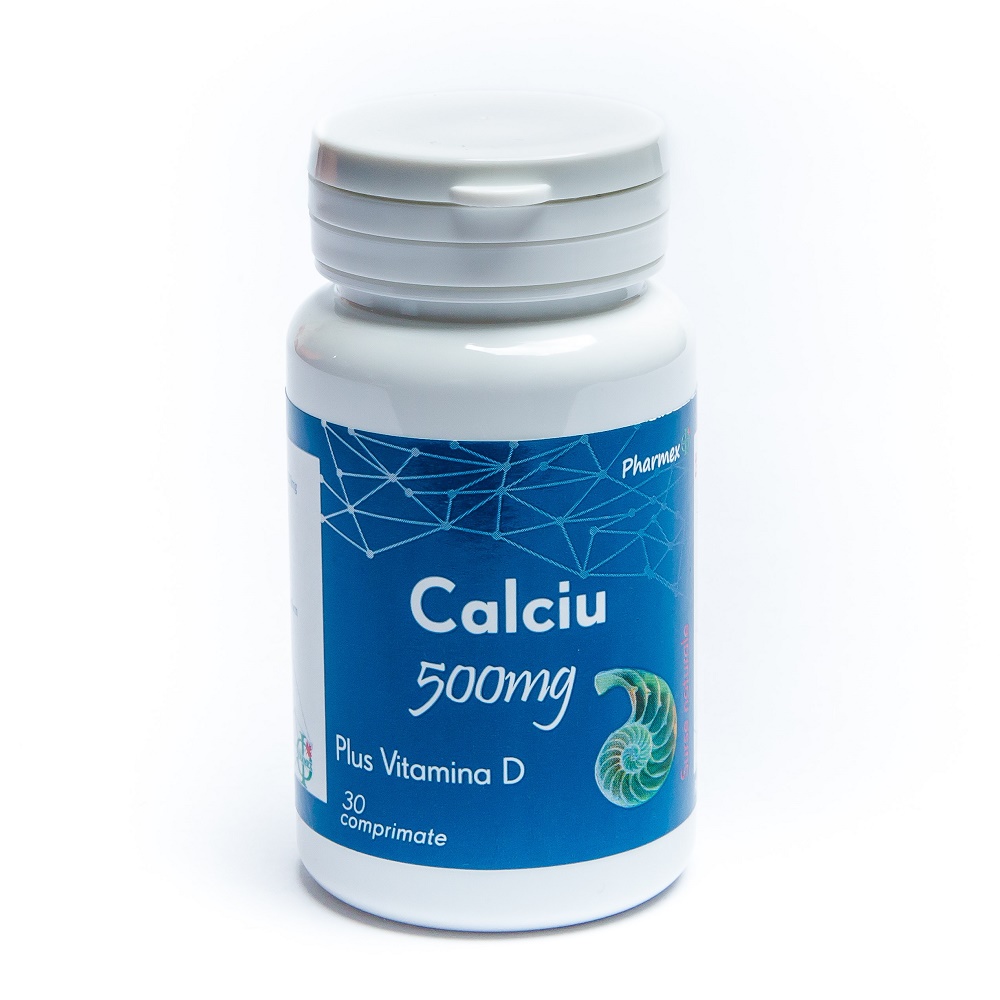 Calciu 500 mg Plus  Vitamina D, 30 comprimate, Pharmex